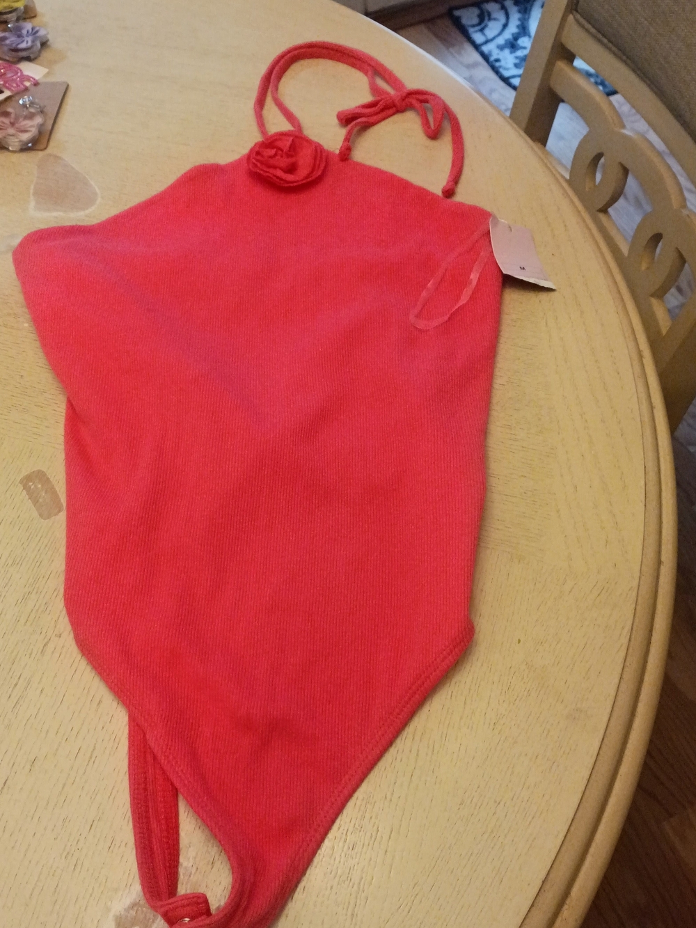 wild fable Hot Pink Ribbed Halter Bodysuit